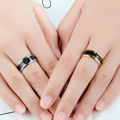 Chic Stainless Steel Temperature Sensor Unisex Finger Ring Jewelry Couple Gift