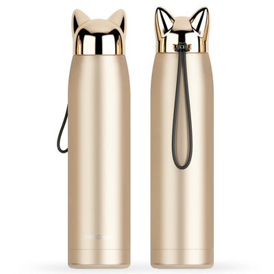 stain resistant Steel Vacuum Flasks  dual Wall Thermos Bottle  320 milli litres
 adorable Cat Fox Ear heating Coffee Tea Milk journey
 Mug
