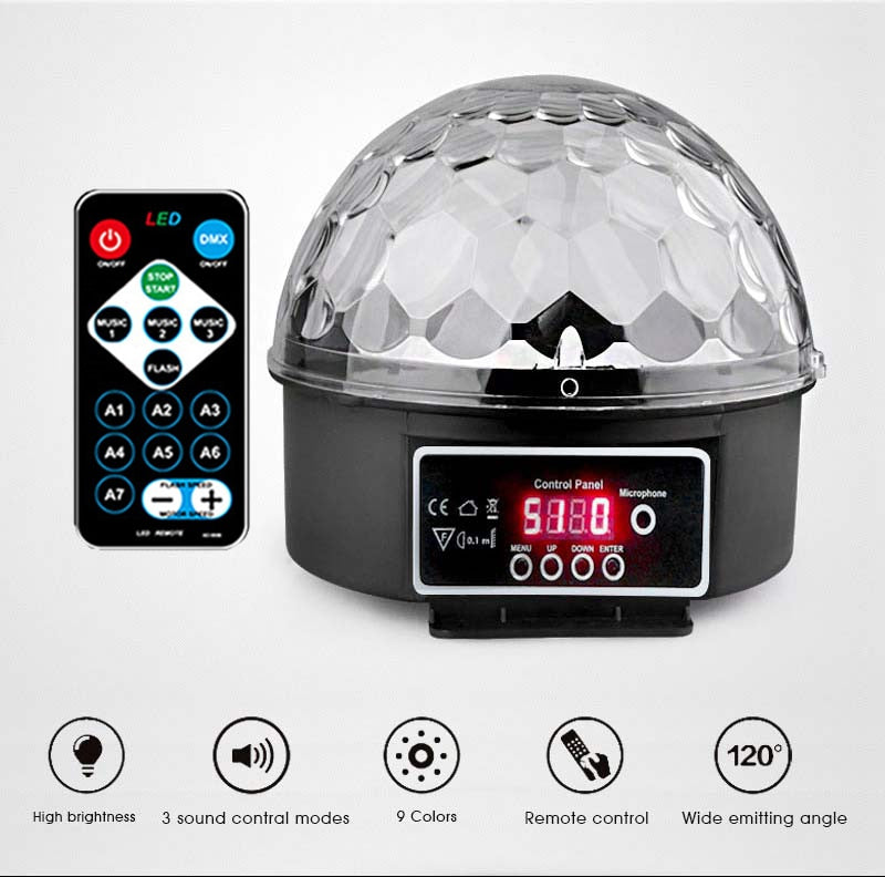 9 Colors 27W Crystal Magic Ball Led Stage Lamp 21 Mode Disco laser-beam Light Party Lights Sound Control DMX Lumiere laser-beam