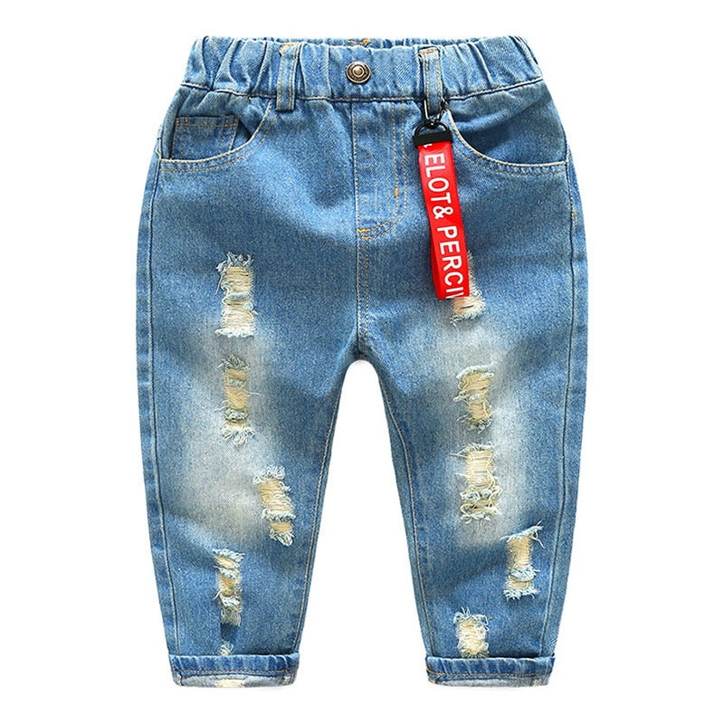 Baby Boys Casual Stone Washed Straight Fit Cartoon Jeans