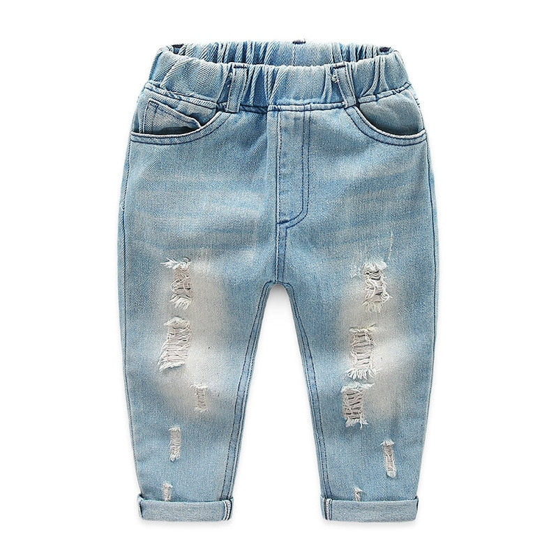 Baby Boys Casual Stone Washed Straight Fit Cartoon Jeans