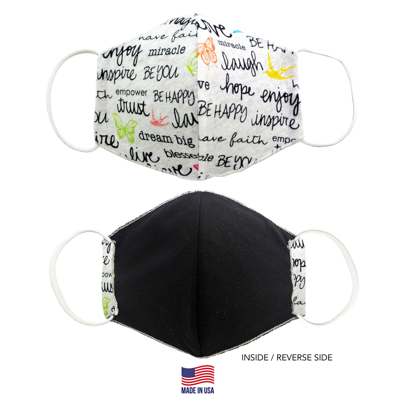 100% COTTON MADE IN THE USA VERSES WHITE 3D FABRIC FACE MASK