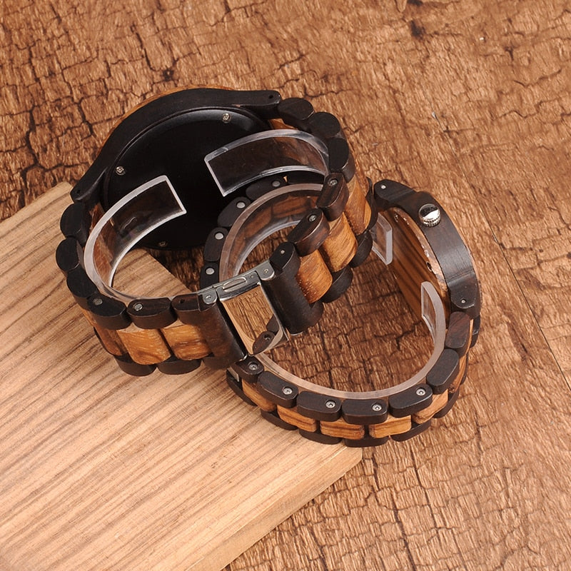 N28N30 Zebra Ebony wood
 Watches for Men young female twin
 tone Quartz Lovers Watch