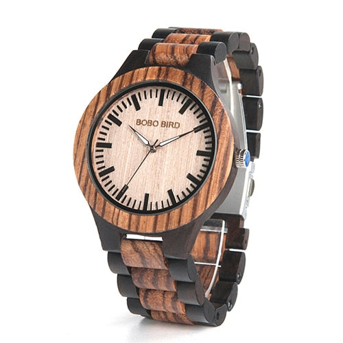 N28N30 Zebra Ebony wood
 Watches for Men young female twin
 tone Quartz Lovers Watch