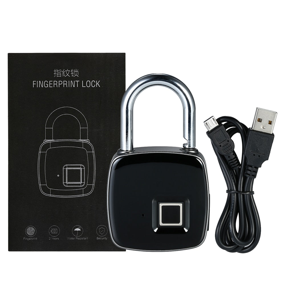 USB chargeable
 Smart Keyless fingerimpression
 Lock IP65 water resistant
 anti theft Security Padlock Door baggage Case Lock