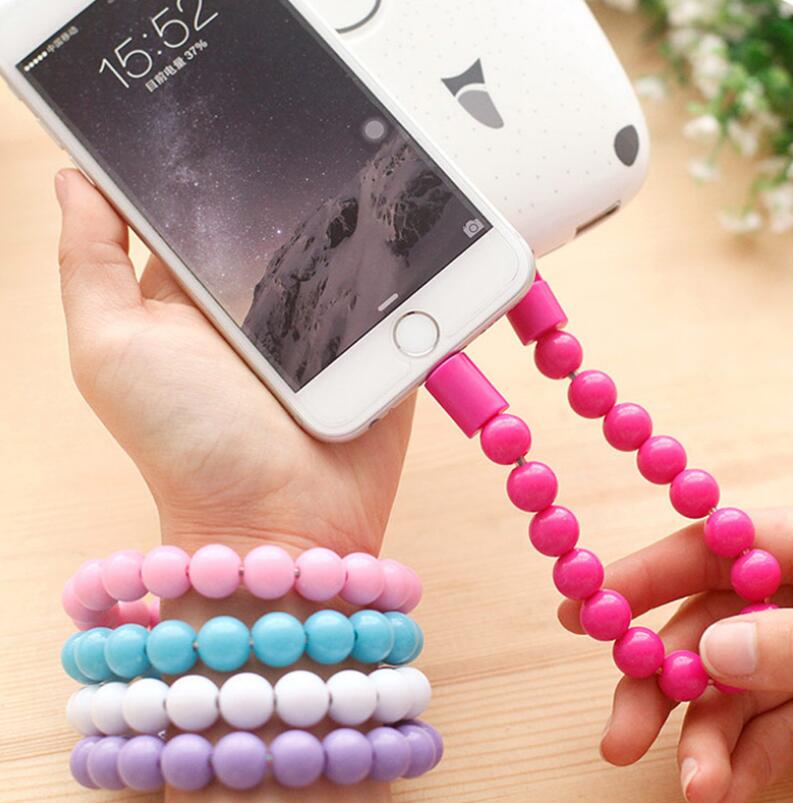 Wearable USB recharging Bracelet Beads recharging Cable flexible USB Phone charging