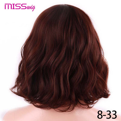 MISS WIG Short Water Wave Synthetic Hair 8Colors  Available Wig For Women Heat Resistant Fiber Daily False Hair