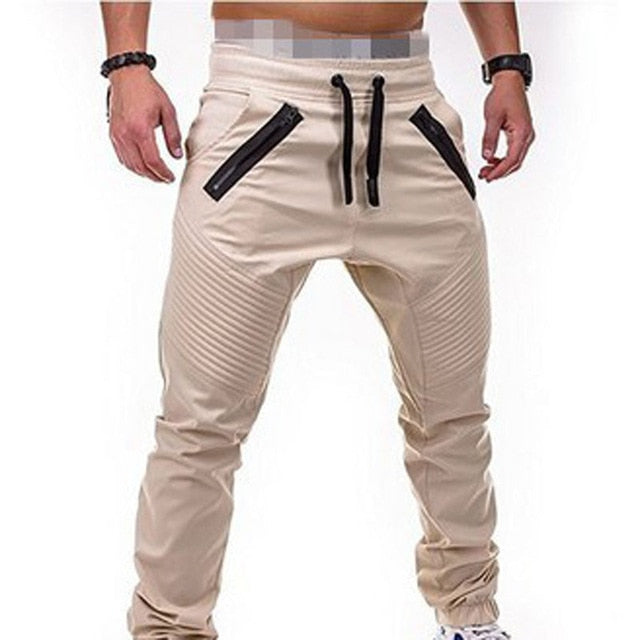 New Design Casual Men Pants Fashion Zipper Pocket Trousers Solid Joggers Mens Plus Size Sweat Pant Pantalon Homme MY108