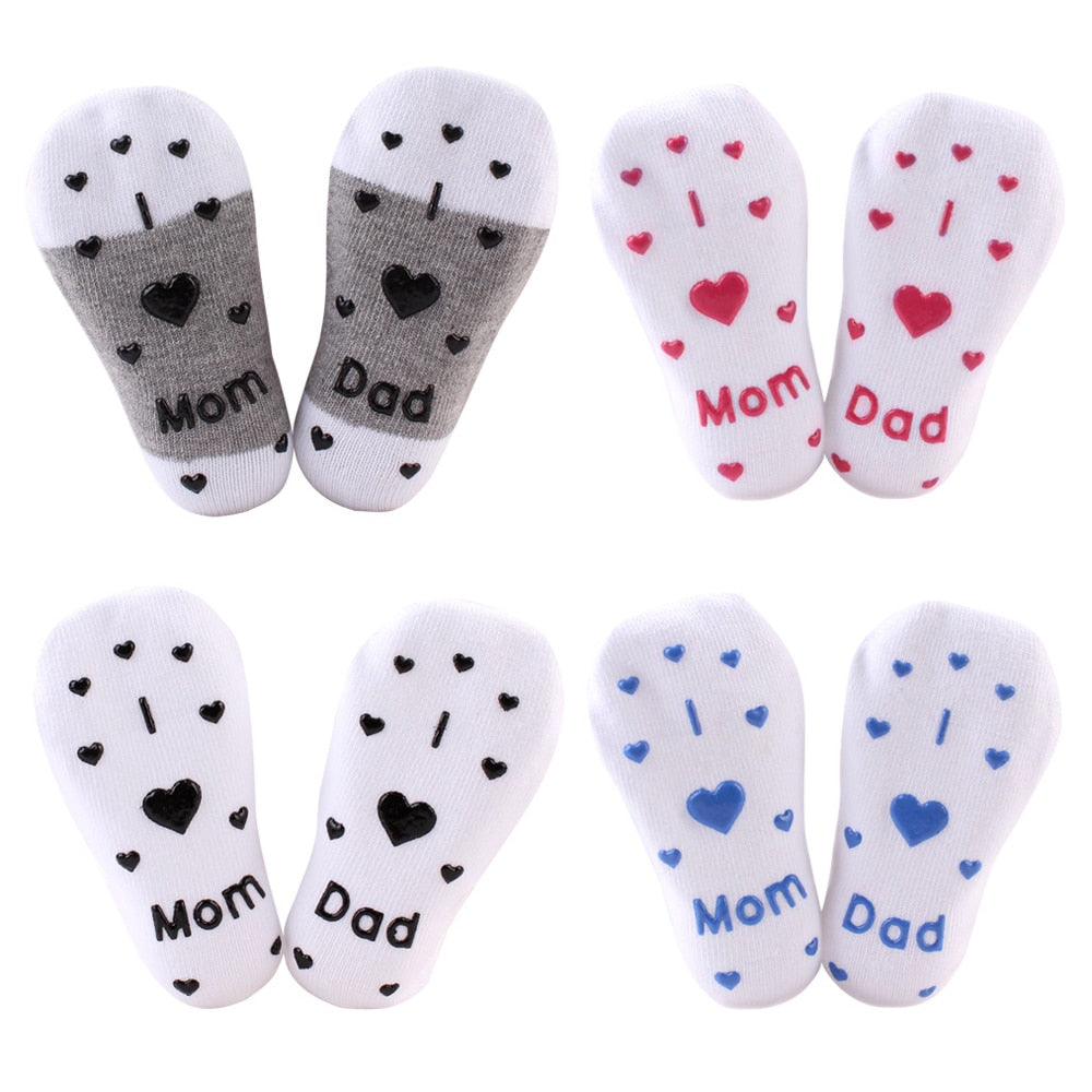 Baby Socks Infant Boy Girl Slip-resistant Floor Socks Sokken Love Mama Papa Letter Socks Soft comfortable Calcetines de bebe