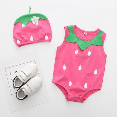 Lovely New baby boy girl rompers Newborn Infant Toddler Boy Girl Summer clothes Romper cotton Jumpsuit Clothes+hat set