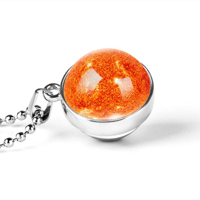 New Personality Fashion Double Side Glass Ball Necklace Earth Planet Pattern Jewelry Galaxy Astronomy Pendant Necklace