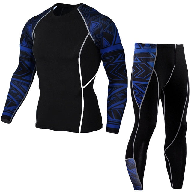 Winter Thermal Underwear Set Men's Sportswear Running Training Warm Base Layer Compression Tights Jogging Suit Men's Gym 2019