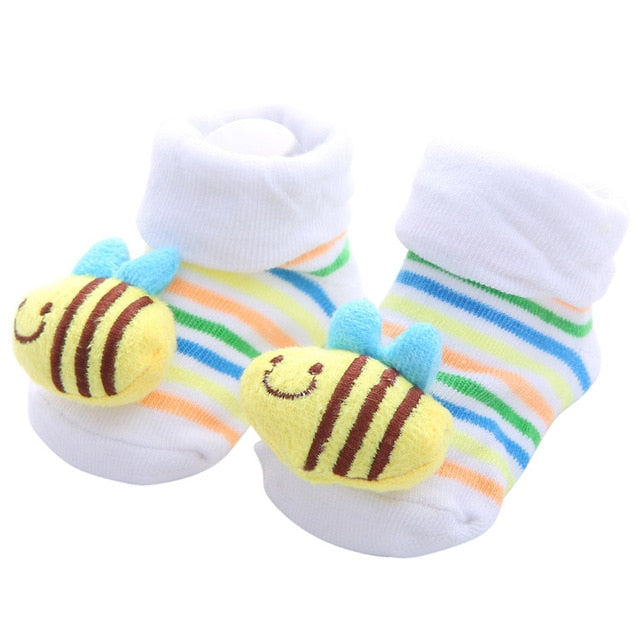 New baby boy and baby girl Pure Cotton Cartoon Non-slip Baby Floor Socks Stripe Lovely Three Doll Baby Learn To Walk Socks 30 Types Choose