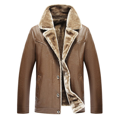 Winter Fur Leather Jacket Mens Plus Size 5XL Suede Leather Jackets Men Faux Fur Thick Warm Long Suede Jacket