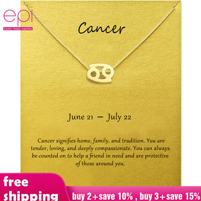EPI 12 Constellation Pendant gold Necklace jewelry choker Zodiac Sign custom Necklace Birthday Gifts Message Card for Women Girl