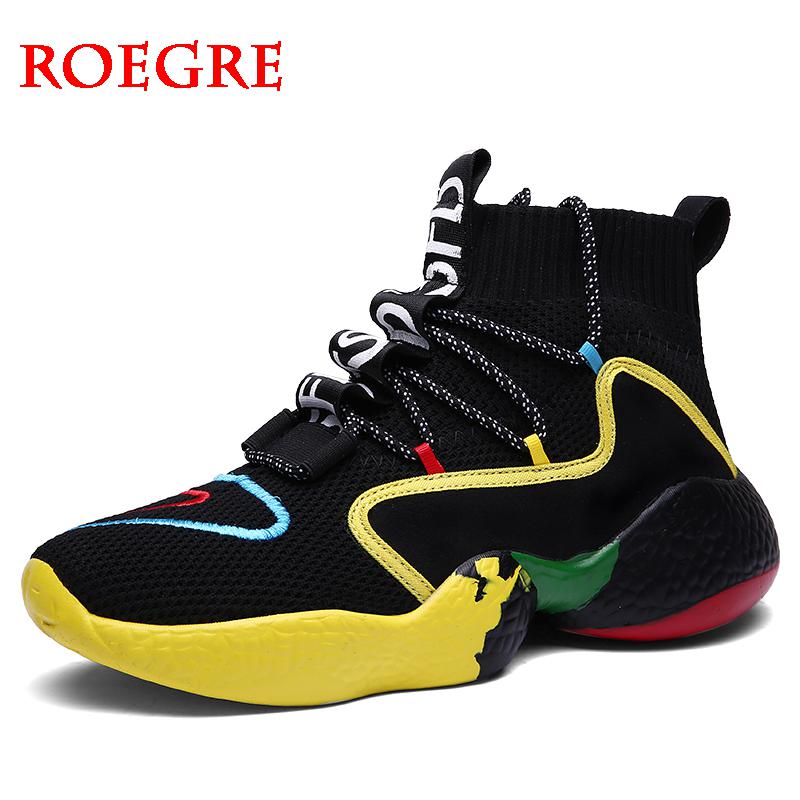 New Mens Casual Sneaker Fashion Socks Shoes Men High help Lace-Up Knit Breathable Walking Flats Walking Shoes Man Big Size 47 48