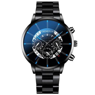 Fashion Mens Watch Quartz Classic Black Wristwatch Steel Belt Luxury Calendar Business Watch Herren Uhren Gifts for Men