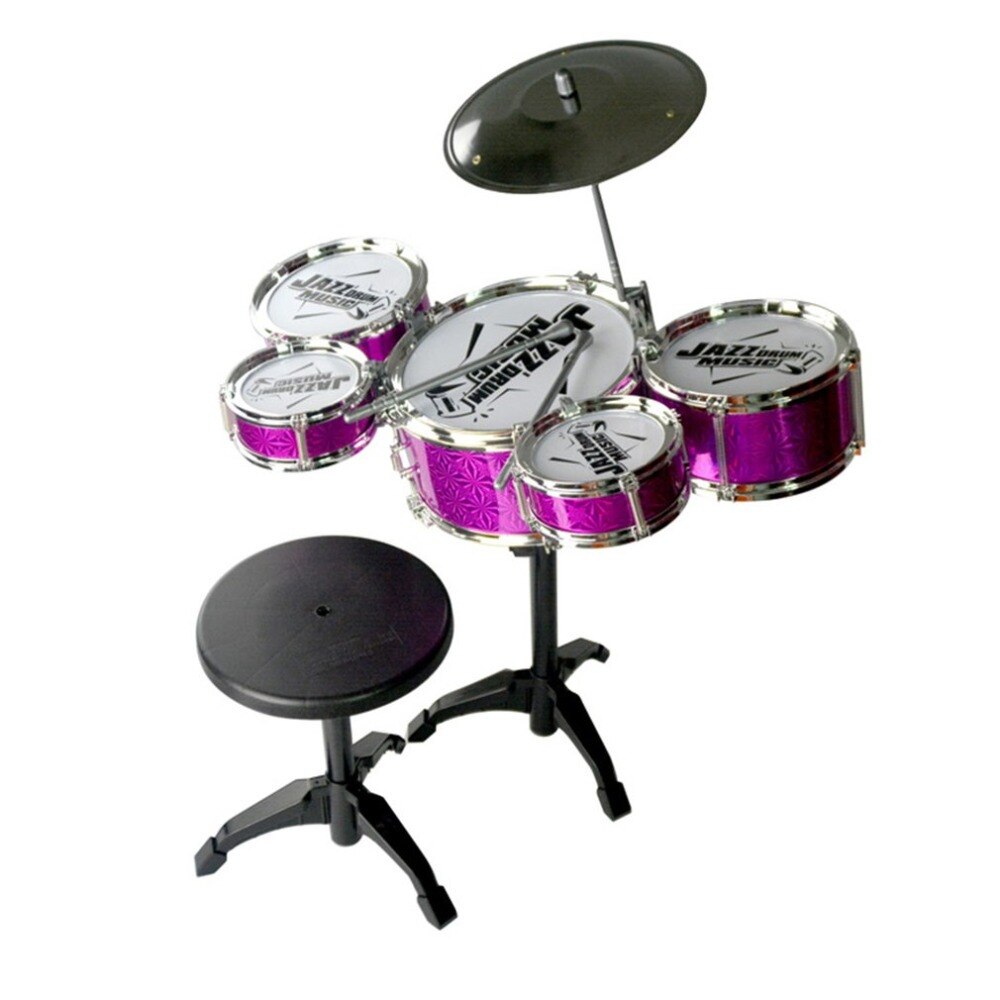 Kids Musical Drum Instrument Toys 5 Drums Simulation Jazz Drum Kit with Drumsticks Educational Learn Musical Toy for Children