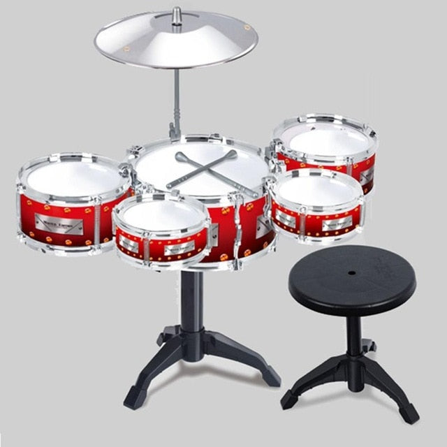Kids Musical Drum Instrument Toys 5 Drums Simulation Jazz Drum Kit with Drumsticks Educational Learn Musical Toy for Children