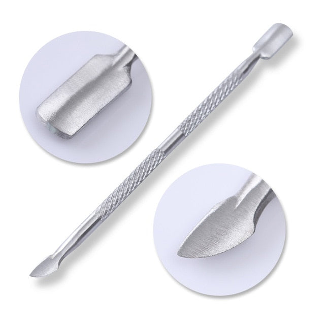 LILYCUTE Nail Cuticle Pusher Dual-ended Finger Dead Skin Nail Push Pedicure Stainless Steel Dead Skin Remover UV Gel Nail