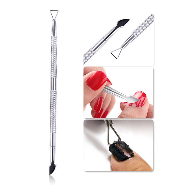 LILYCUTE Nail Cuticle Pusher Dual-ended Finger Dead Skin Nail Push Pedicure Stainless Steel Dead Skin Remover UV Gel Nail