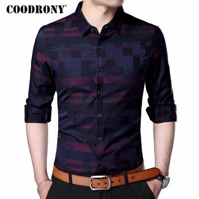 COODRONY Men Shirt Mens Business Casual Shirts 2019 New Arrival Men Famous Brand Clothing Plaid Long Sleeve Camisa Masculina 712