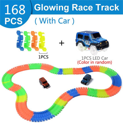 Railway Magical Glowing Flexible Track Car Toys Children Racing Bend Rail Track Led Electronic Flash Light Car DIY Toy Kids Gift