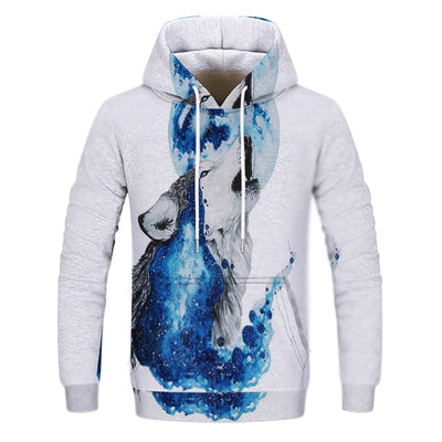 Magic color Galaxy Wolf Hoodie Hoodies Men Fashion Spring Autumn Pullovers Sweatshirts Sweat Homme 3D Tracksuit