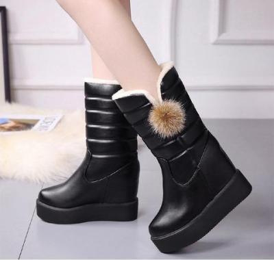 Winter Boots Snow Boots Women Shoes Woman Boots Fashion Wedges Mid-Calf Boots Booties 2019 Winter New Short  Fur Warm Boots B54