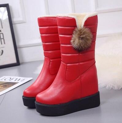 Winter Boots Snow Boots Women Shoes Woman Boots Fashion Wedges Mid-Calf Boots Booties 2019 Winter New Short  Fur Warm Boots B54