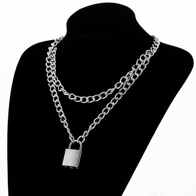 KMVEXO Multilayers Punk Silver Chains Cross Necklace Couple Fashion Street Hip Hop Geometric Metal Pendant Necklaces for Women