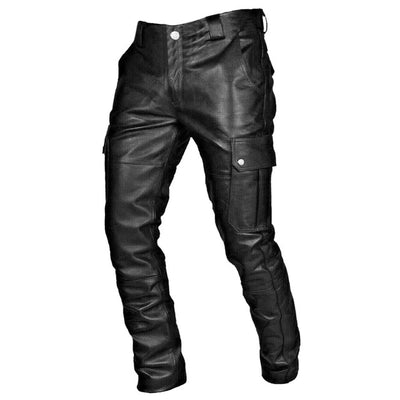 Man Retro Leather Pants Spring And Summer Fashion Men Slim PU Leather Trousers High Elastic Man Motorcycle Pants Street #35