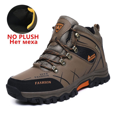 Brand Men Winter Snow Boots Waterproof Leather Sneakers Super Warm Men High Quality Outdoor Male Hiking Boots Work Shoes 39-47