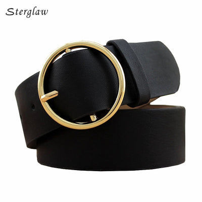Fashion Classic round buckle Ladies wide belt Women's 2020 design high quality  female casual leather belts for jeans kemer F110