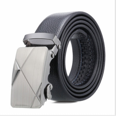 men's belt black lychee pattern full edge men's leisure belt Belt New Male Designer Automatic Buckle Cowhide Leather men