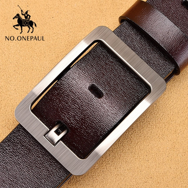 NO.ONEPAUL Authentic men's leather business fashion retro  belt alloy pin buckle new buckle men's jeans wild belt free shipping