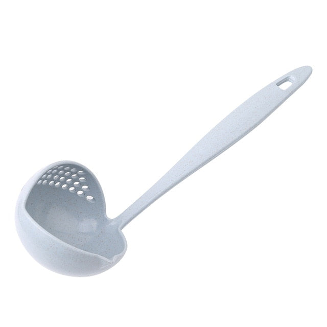 Creative Wheat Straw Soup Spoon Tableware Long Handle Lovely Porridge Spoons with Filter Dinnerware Kitchen Colander