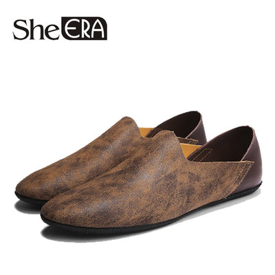 She ERA 2018 Size 38-44 Slip On Casual Men Loafers Spring Autumn Mens Moccasins Shoes Genuine Leather Men's Flats Footwear Shoes
