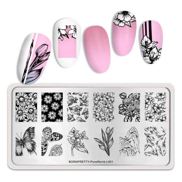 BORN PRETTY Rectangle Nail Stamping Plates Fashion Stainless Nail Art Image Nail Art Image DIY Plate Fashion Power Theme