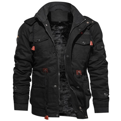 Winter Parkas Mens Casual Thick Warm Bomber Jacket Mens Outwear Fleece Hooded Multi-pocket Tactical Military Jackets Overcoat
