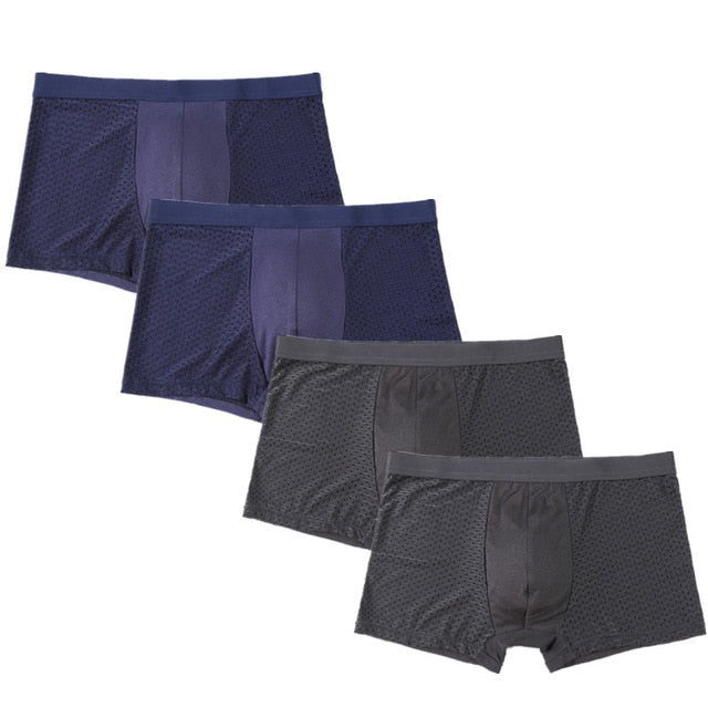 4pcs/Lot Men&#39;s Panties Male Underpants Man Pack Shorts Boxers Underwear Slip Homme Calzoncillos Bamboo Hole Large Size 5XL6XL7XL