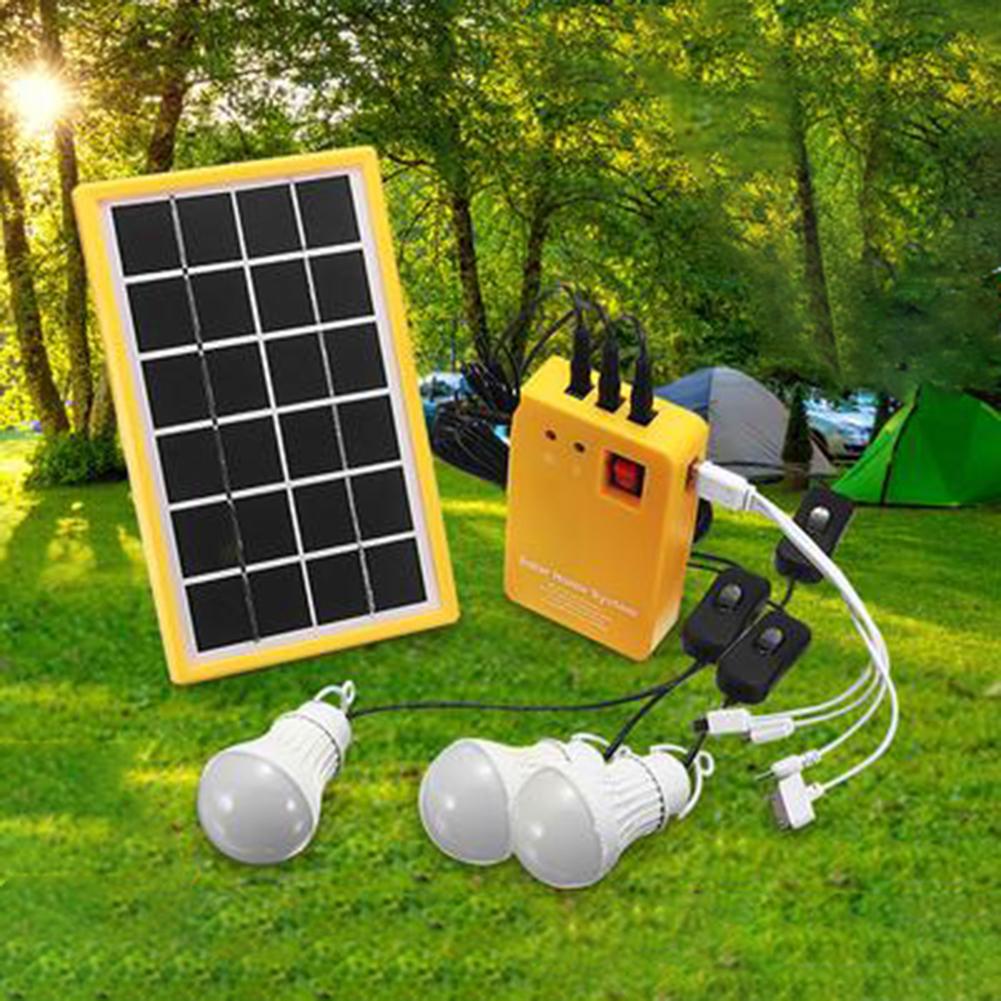 Outdoor Portable Solar Panel Electric Generator 3 LED Bulb Power System Kit  Electric Generator 3LED Bulb Power System Kit Solas