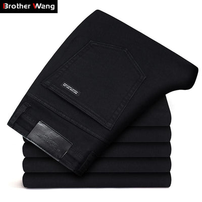 Classic Advanced Stretch Black Jeans New Style Business Fashion Denim Slim Fit Jean Trousers Male Brand Pants