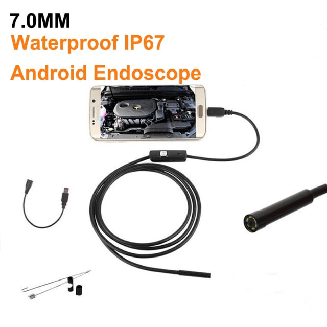 2M 1M 5.5mm 7mm Endoscope Camera Flexible IP67 Waterproof Inspection Borescope Camera for Android PC Notebook 6LEDs Adjustable