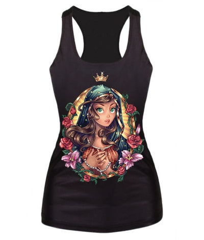 New women summer 3d vests The Little Mermaid vest Ariel Sailor Moon Cartoon print camisole Sexy fashion punk tank tops