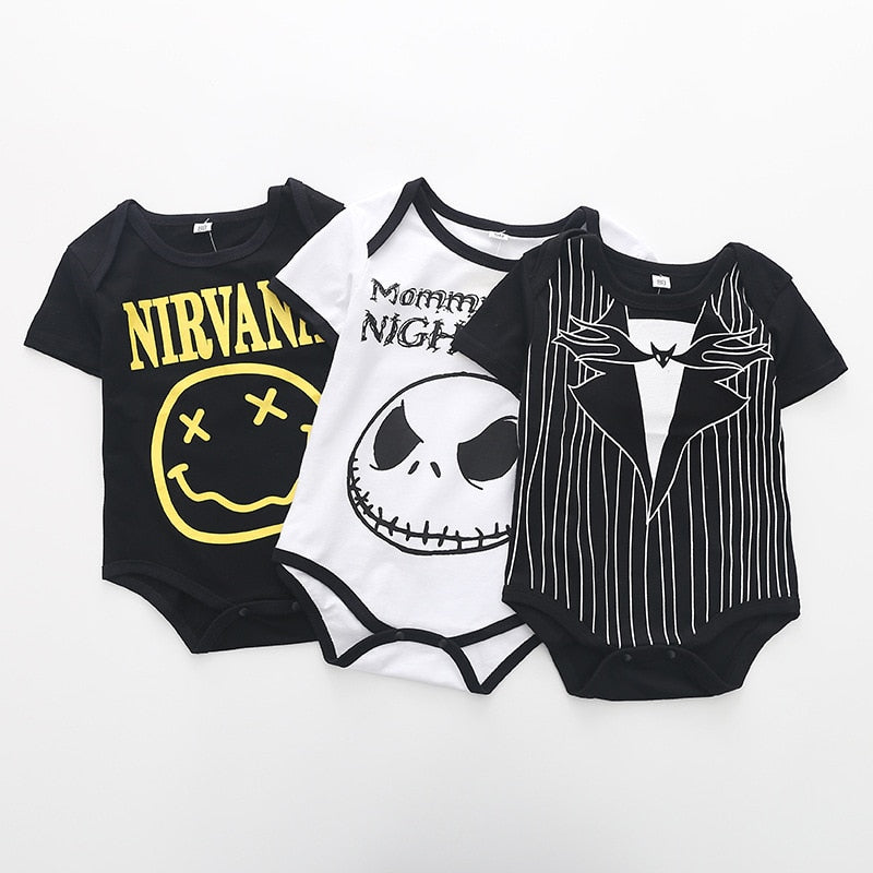 Summer Fashion Baby Boys Halloween One-piece Bodysuit Mommy's Little Nightmare Print Baby Gentleman Jumpsuit Clothes Outfit DS9
