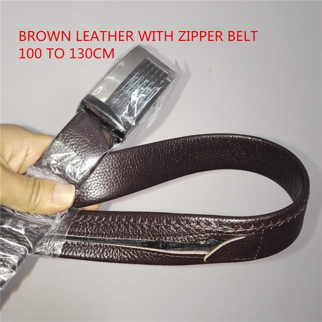 togo  leather  strip with hide money zipper pouch black full grain genuine  leather belts  with ratchet buckle