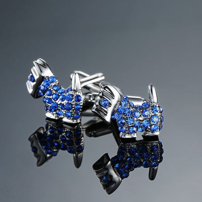 Novelty Luxury Blue white Cufflinks for Mens  Brand High Quality crown Crystal gold silver Cufflinks Shirt Cuff Links