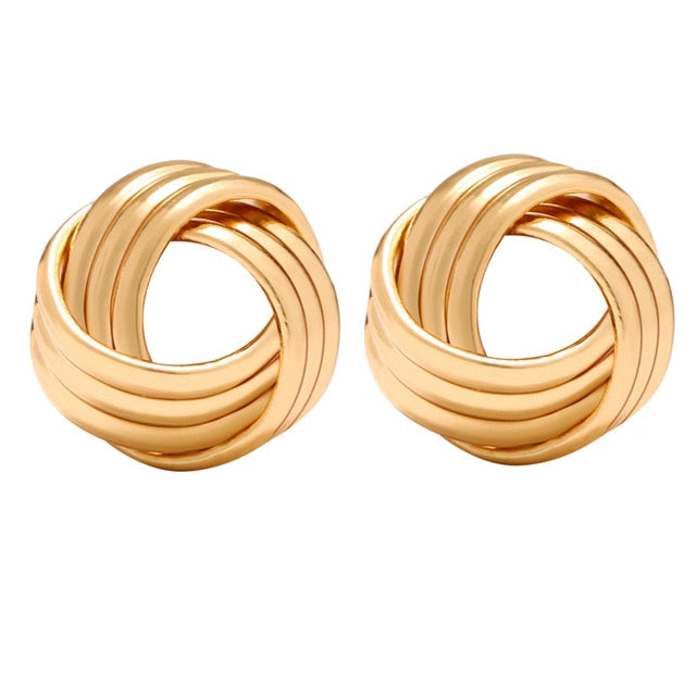 Minimalist Gold Silver Color Love Knot Earrings for Women Classic Twisted Stud Earrings Tie the Knot Wedding Jewelry