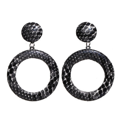 IF ME Vintage Big Snake Skin Drop Earrings for Women Geometric Oversize Leather Dangle Earring Jewelry Party Brincos 2018 NEW
